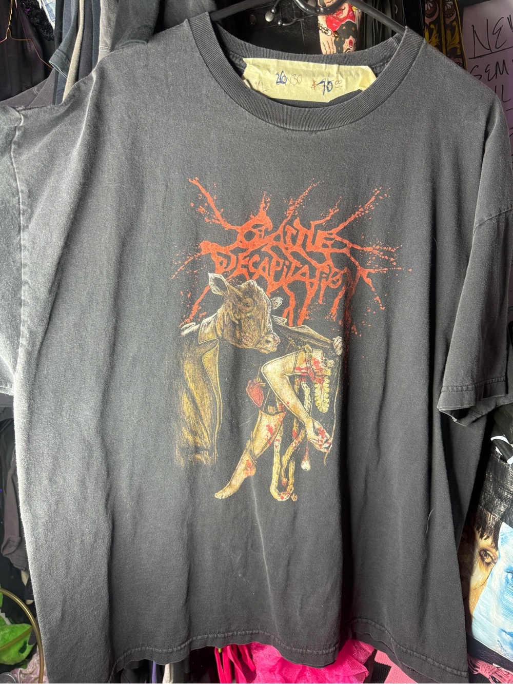 Cattle Decapitation band tee Black Graphic Men’s T-Shirt with Red Print